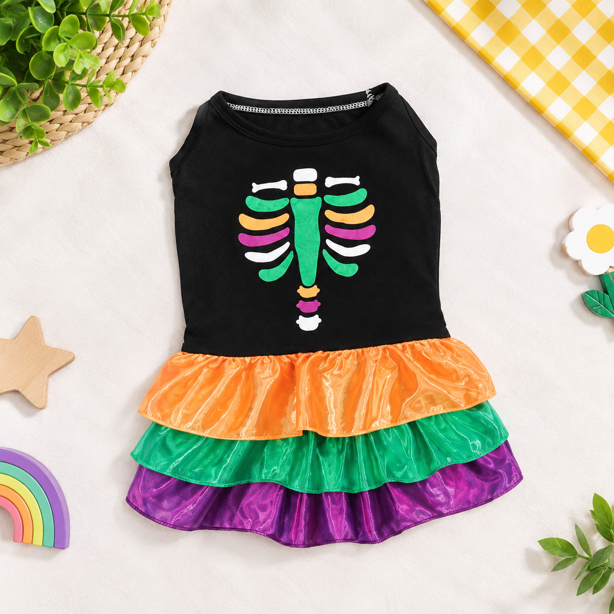 Halloween Skeleton Ruffle Pet Dress